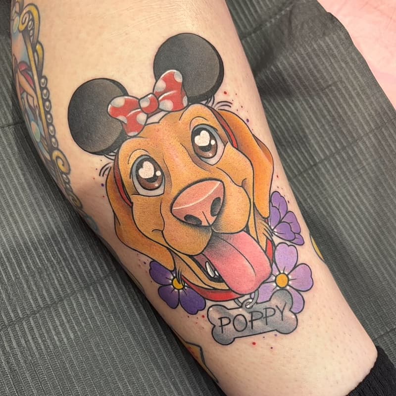 Cartoon tattoo by Carly V | Vegan Tattooist