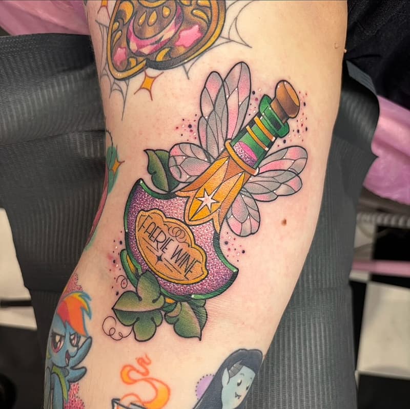 Cartoon tattoo by Carly V | Vegan Tattooist