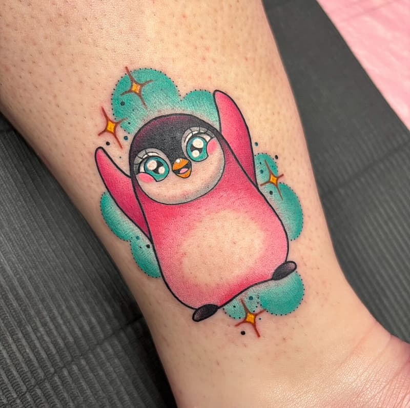 Cartoon tattoo by Carly V | Vegan Tattooist