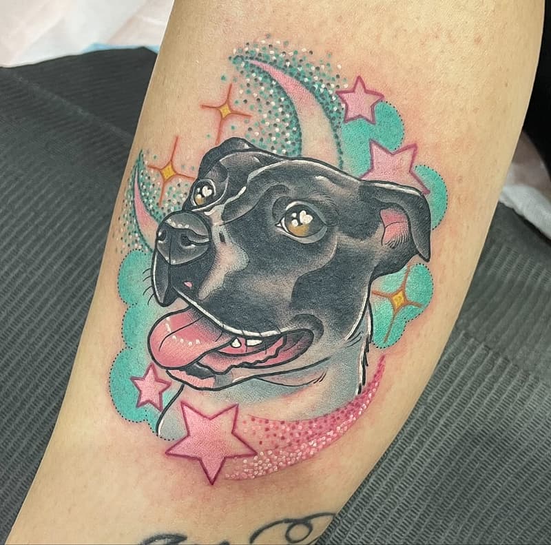 Cartoon tattoo by Carly V | Vegan Tattooist