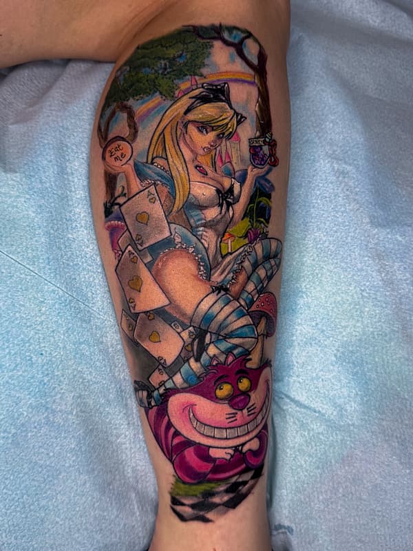 Illustrative tattoo by Lincoln Johns 