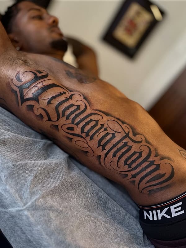 Tattoo by DEVILS LETTERING TATTOOS in Australia