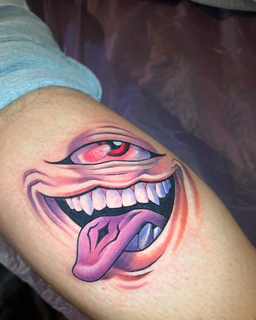 New School tattoo by Jack Douglas