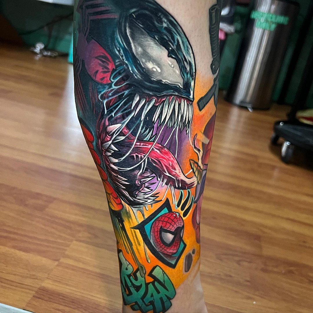 New School tattoo by Jack Douglas
