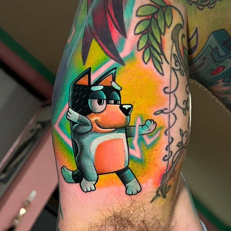 New School tattoo by Jack Douglas