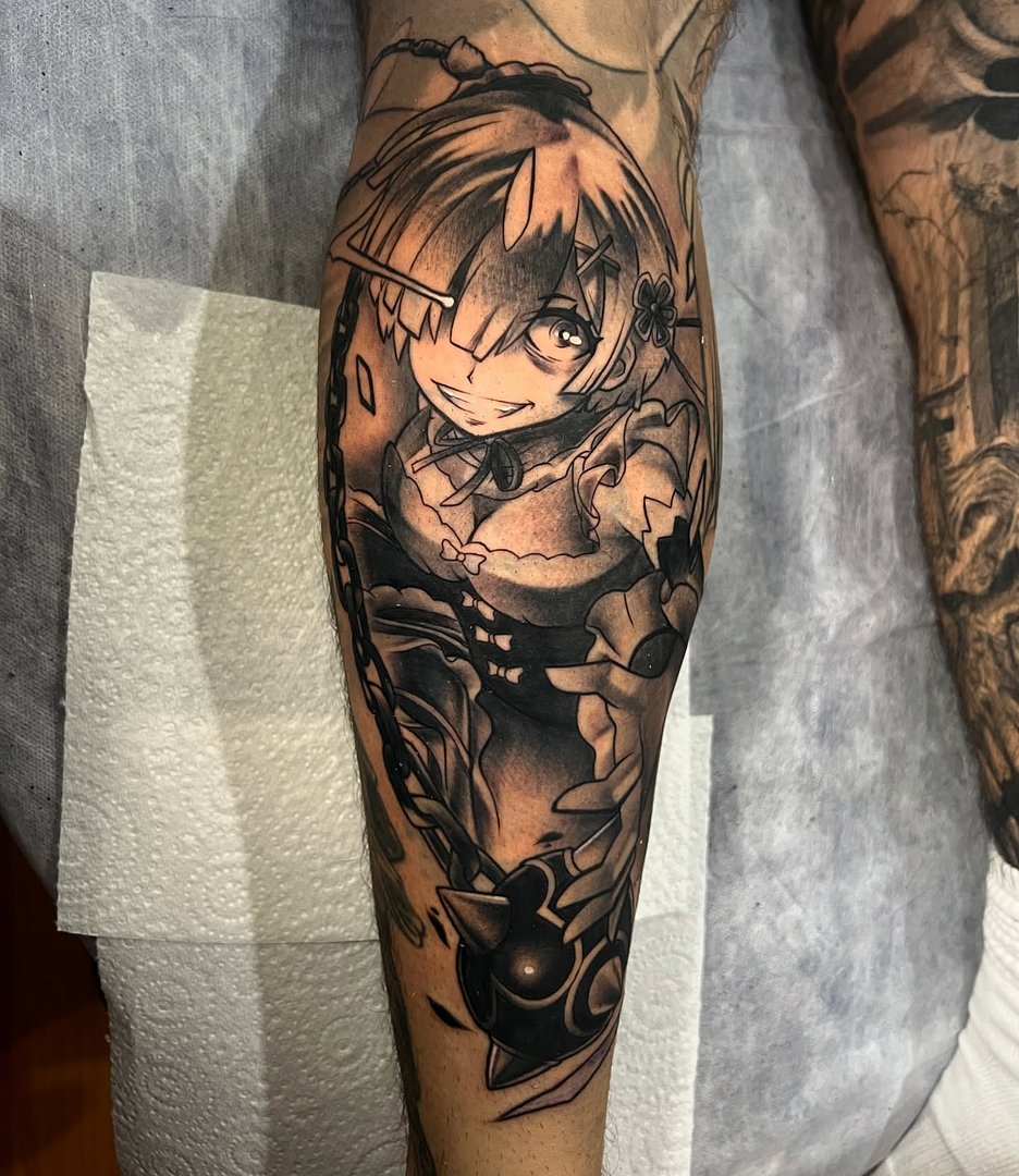 New School tattoo by Jack Douglas