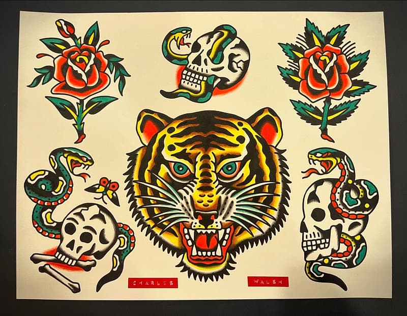 American Traditional tattoo by Charles Walsh