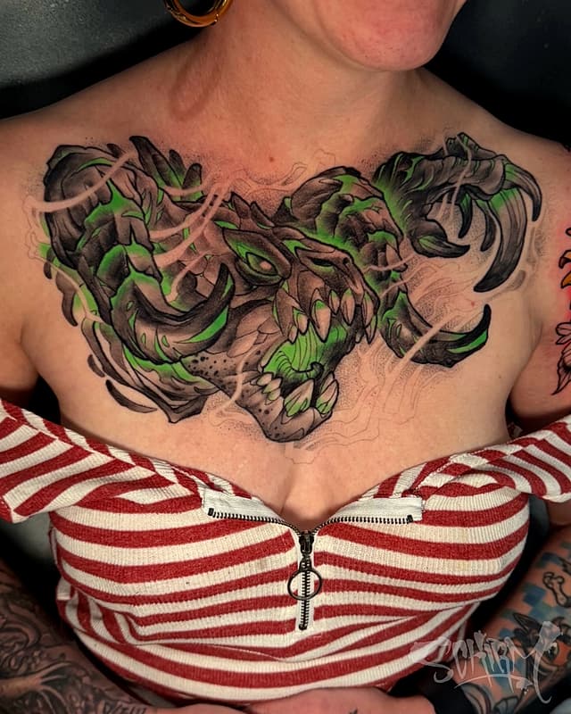 New School tattoo by Aaron Schirmer
