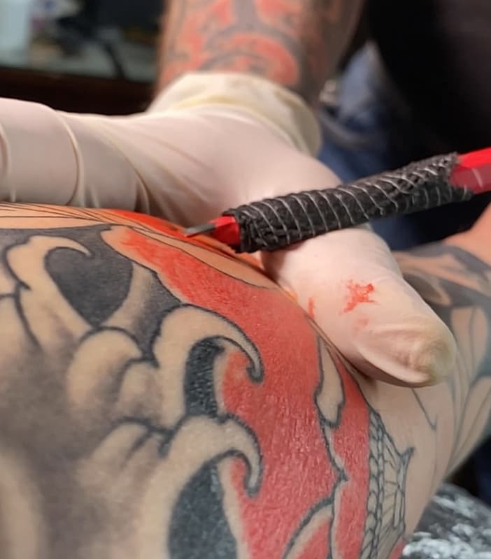 Japanese (Irezumi) tattoo by Horiga13 彫画 Tebori Artist, Christchurch, NZ