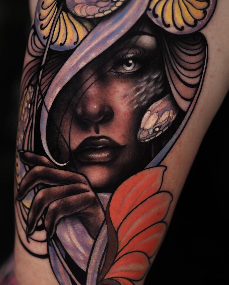 Art Nouveau tattoo by Brea Lanyon