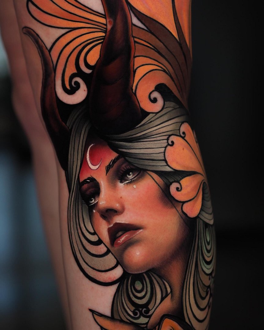 Art Nouveau tattoo by Brea Lanyon