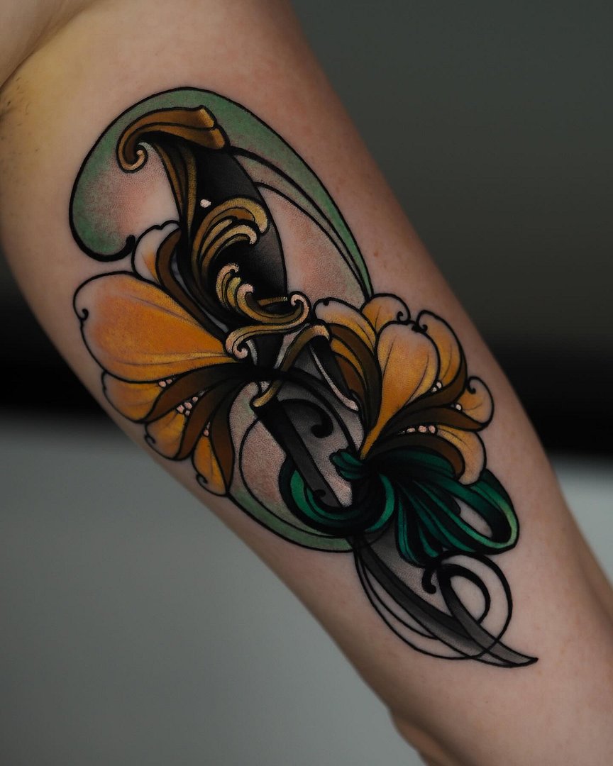 Art Nouveau tattoo by Brea Lanyon