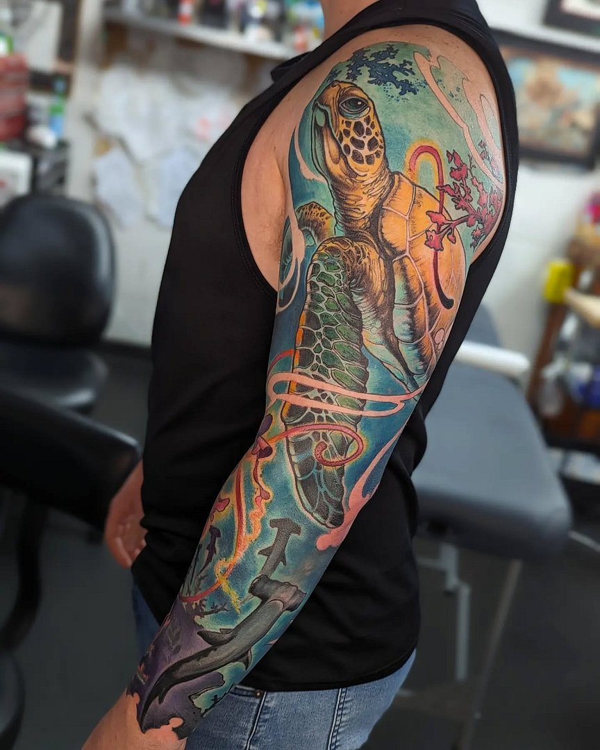 Illustrative tattoo by Nick Matthews