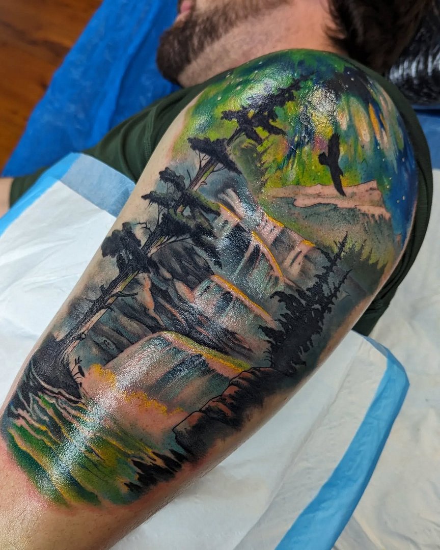 Illustrative tattoo by Nick Matthews