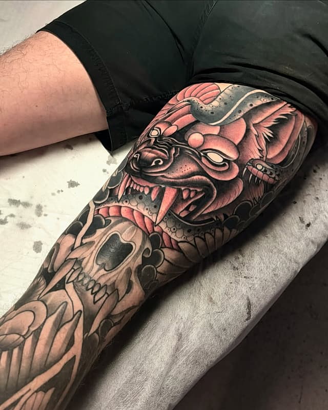 Neo-Traditional tattoo by Dave Cook