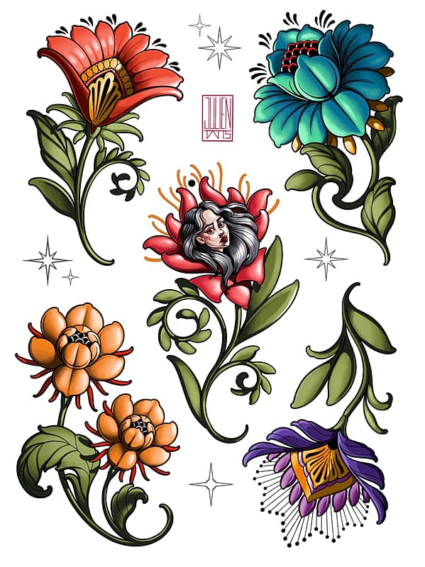 Neo-Traditional tattoo by Jules Kacerova