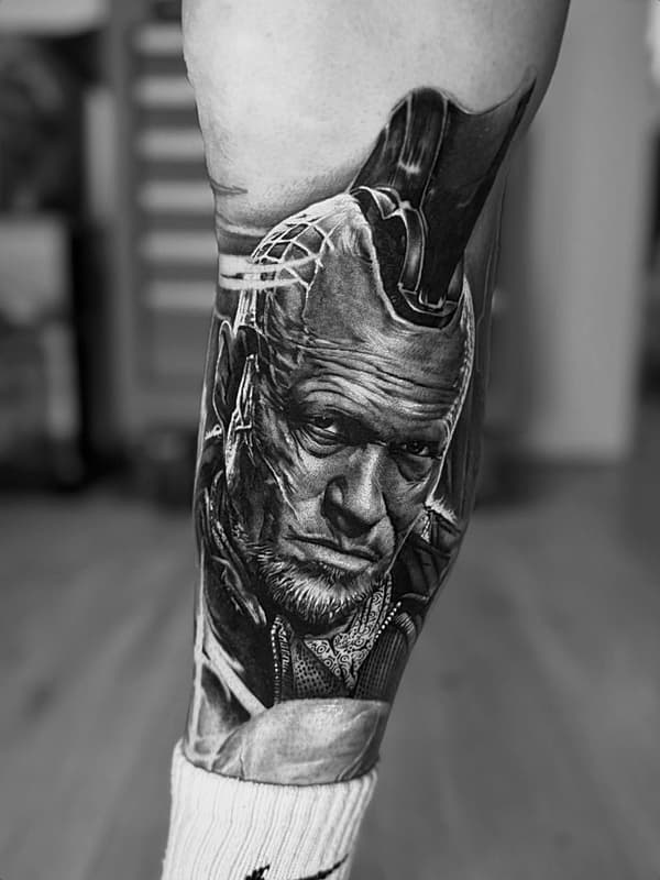 Realism (black & grey) tattoo by Dave Freeman