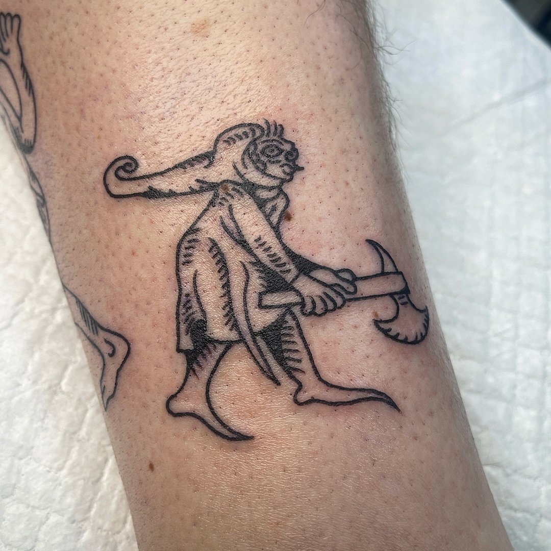Woodcut/Etching tattoo by HEROES GUILD | MEDIEVAL FANTASY TATTOOS | SYDNEY CITY
