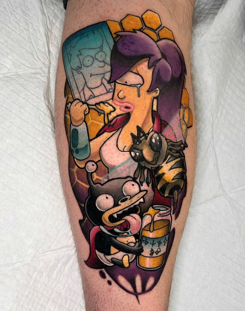 Cartoon tattoo by Todd Hogan