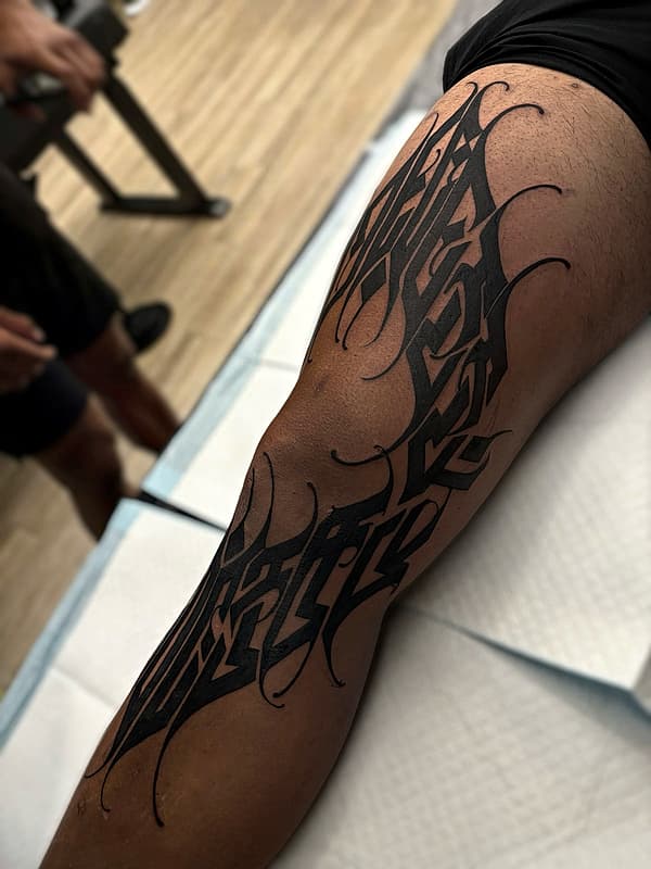 Script/Lettering tattoo by LETTERS BY STEPH