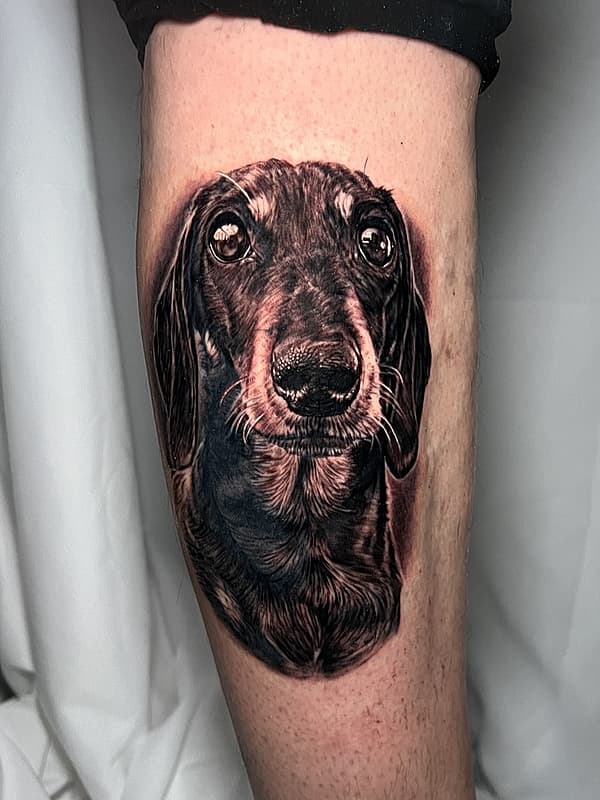 Realism (black & grey) tattoo by Peter Scrivener