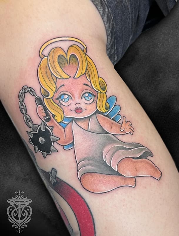 Neo-Traditional tattoo by Erin Davies