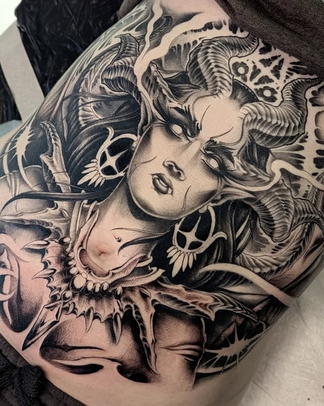Illustrative tattoo by Joel Thongbai Tattoo