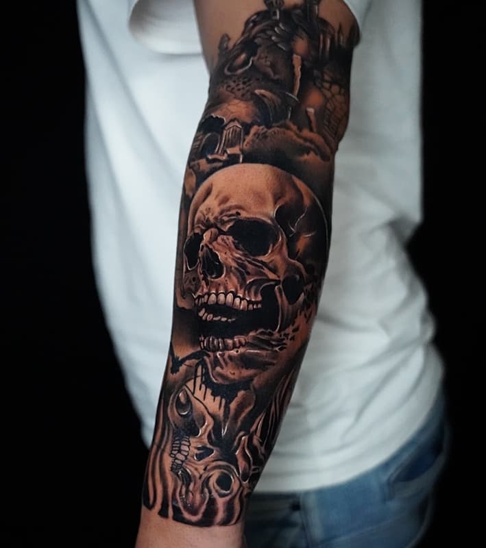 Realism (black & grey) tattoo by Harry Art