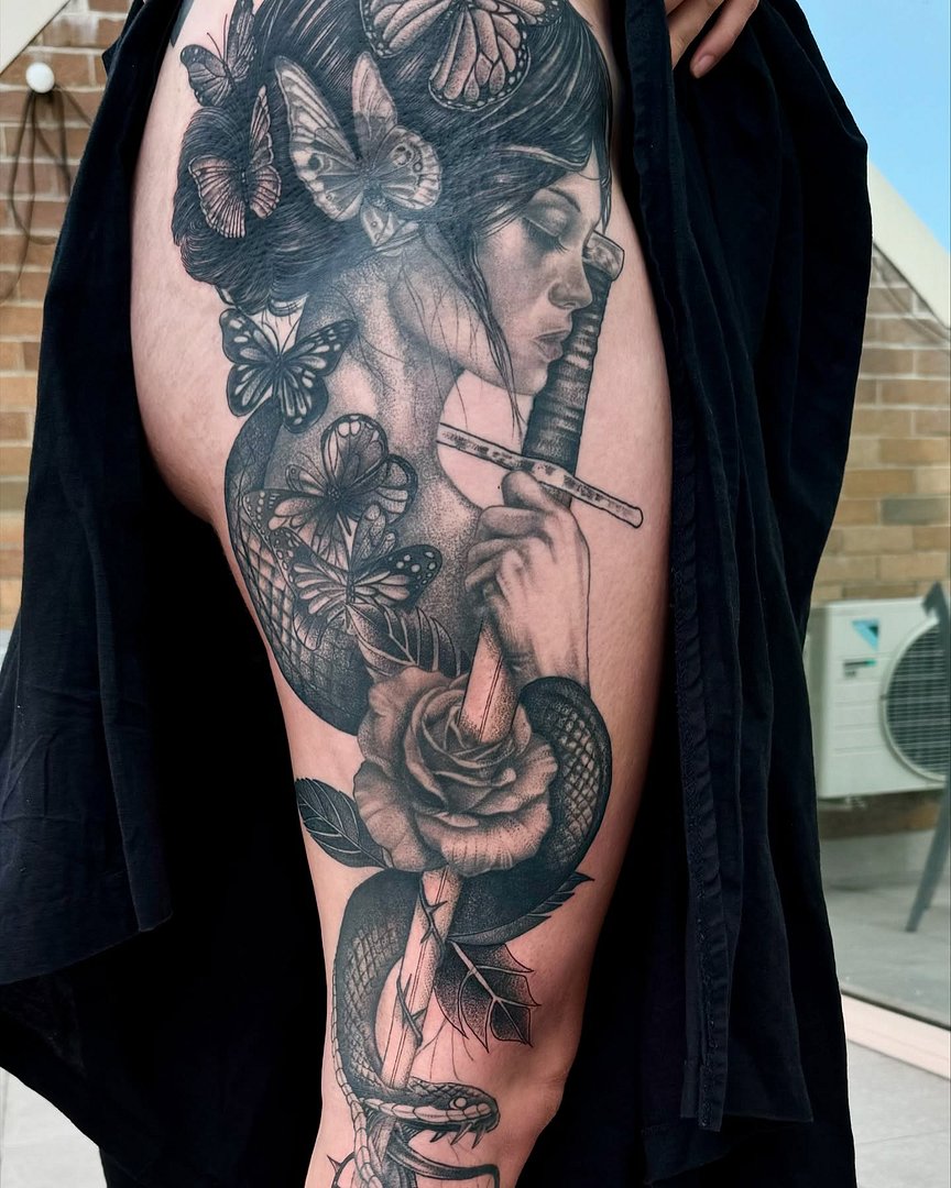 Realism (black & grey) tattoo by luigi_tattoo