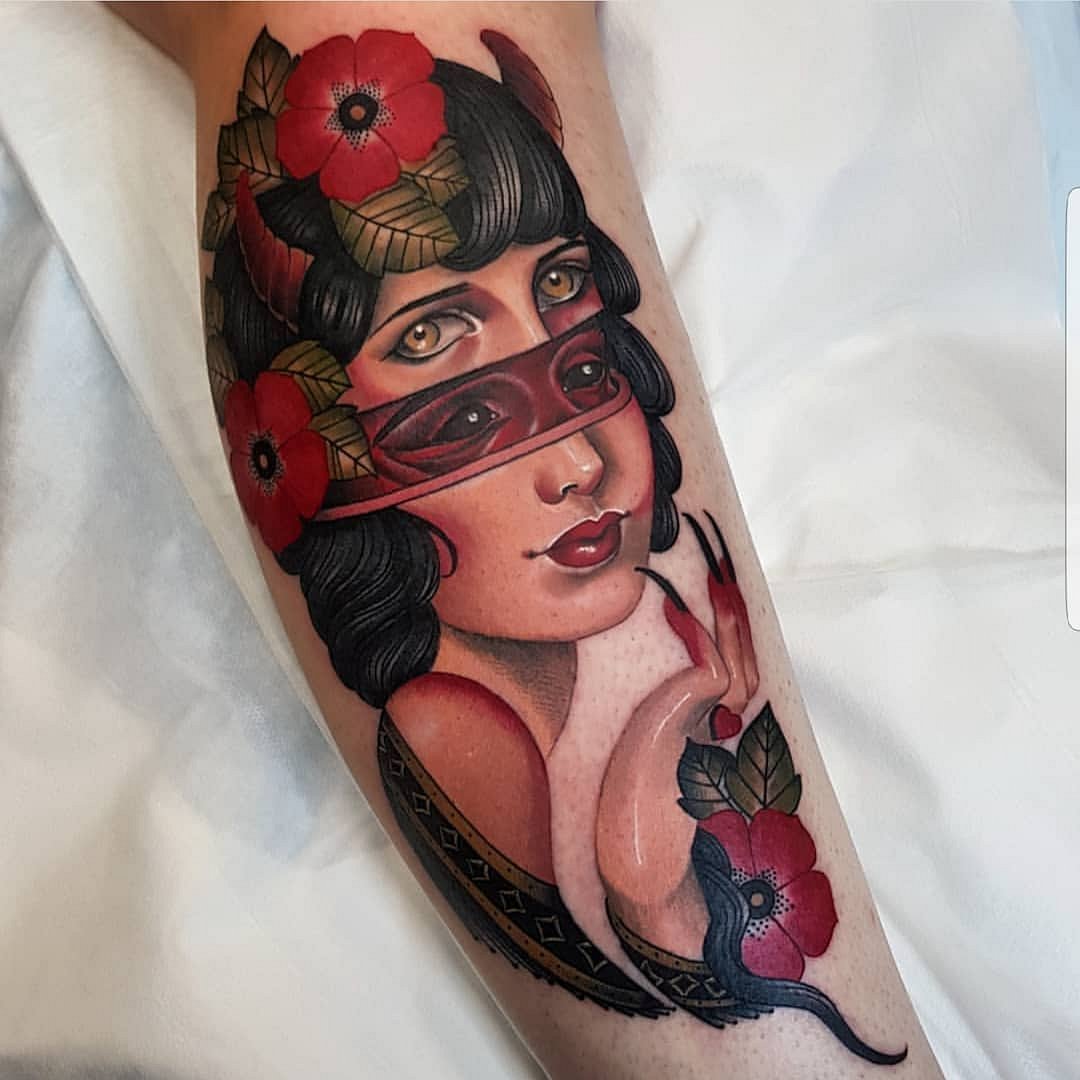 Neo-Traditional tattoo by Liz Hapi