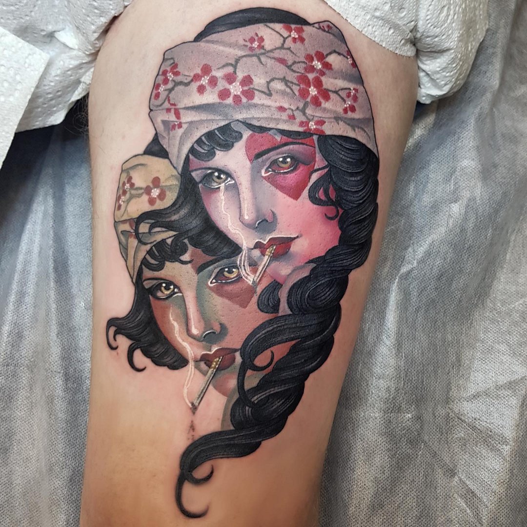 Neo-Traditional tattoo by Liz Hapi