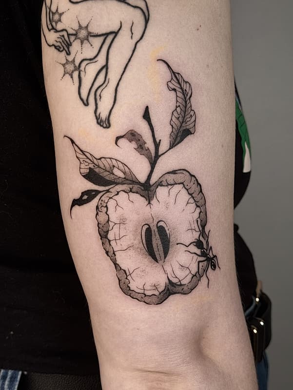 Woodcut/Etching tattoo by  CHAU 