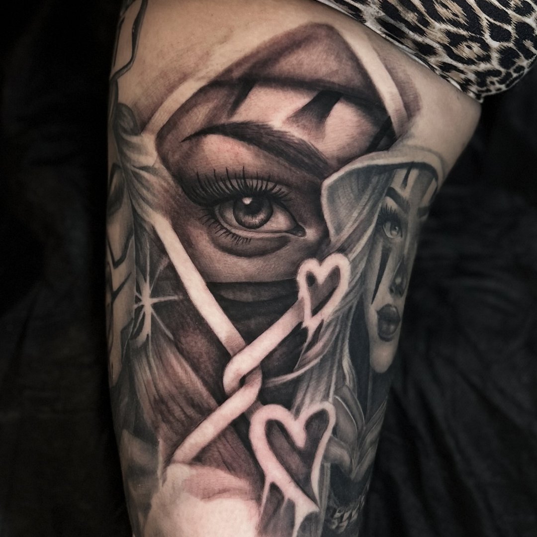 Illustrative tattoo by Saint April Tattoos