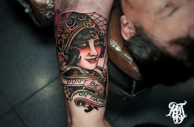 American Traditional tattoo by JAKE STRAAT