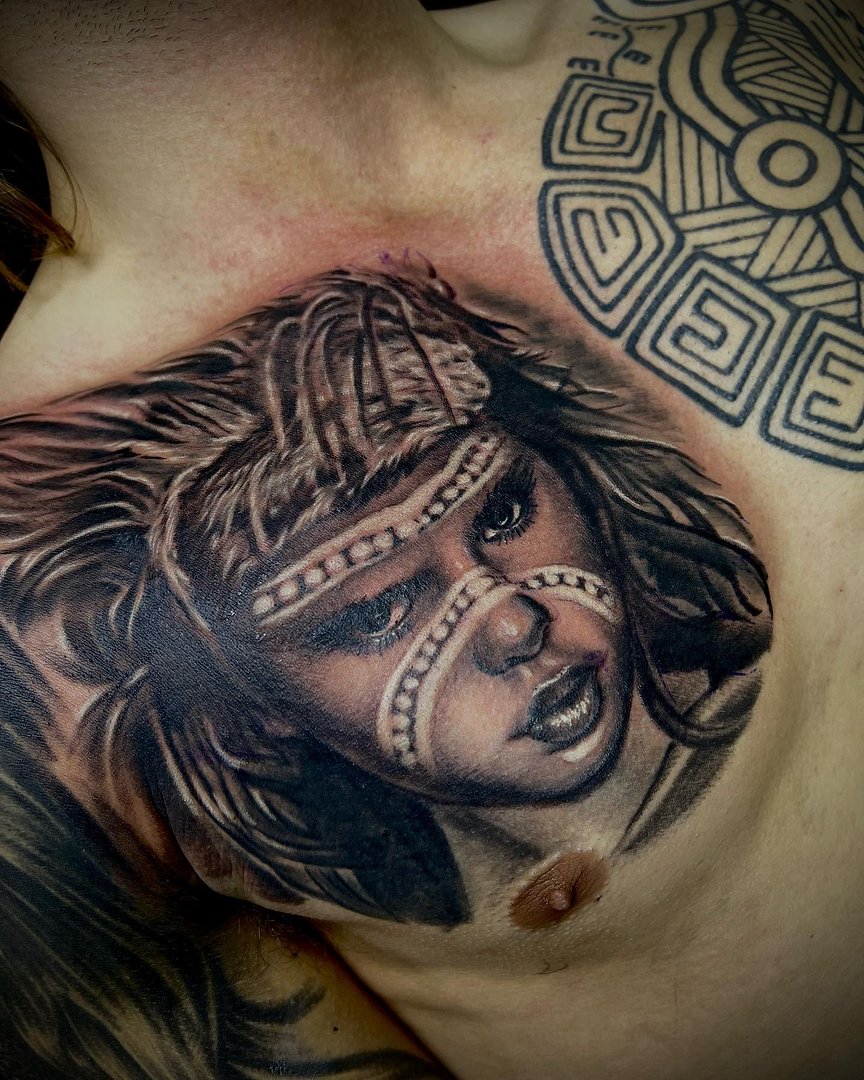 Realism (black & grey) tattoo by Brendon Russell