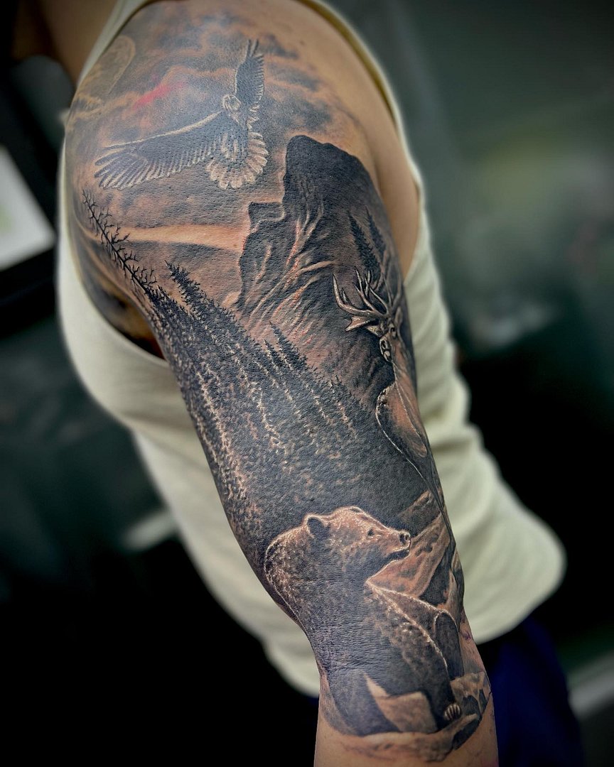 Realism (black & grey) tattoo by Brendon Russell