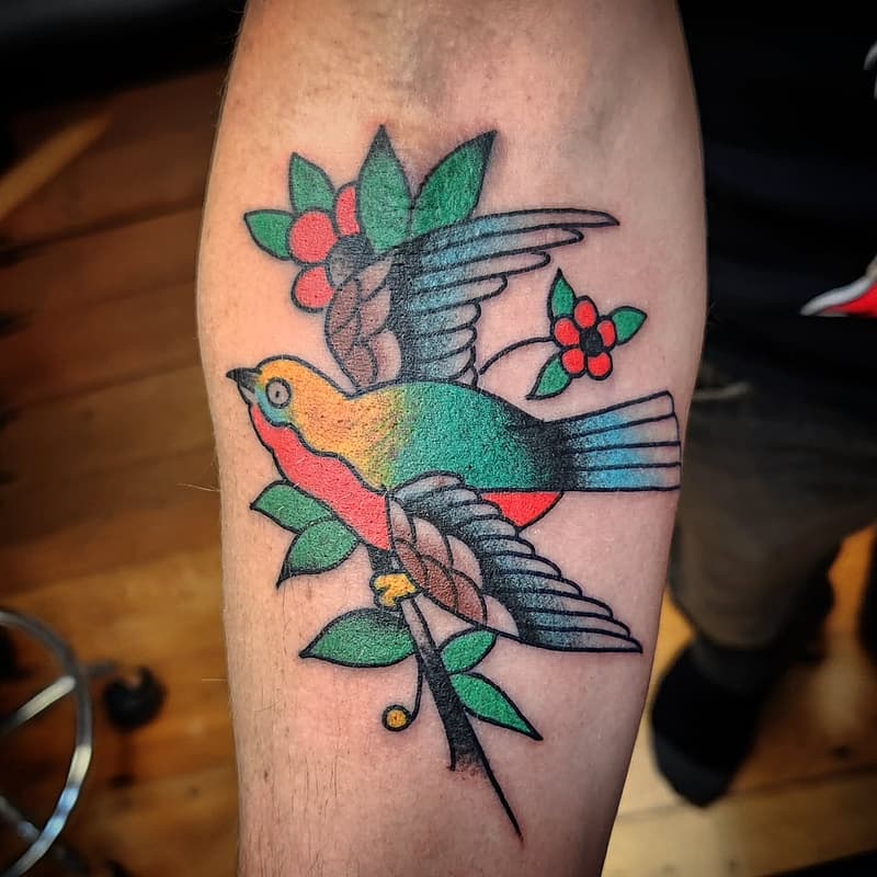 American Traditional tattoo by Benjamin Raddatz power tattooing