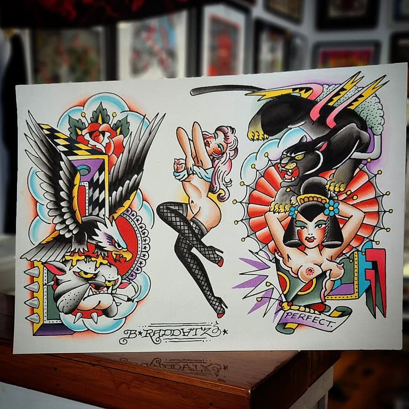 American Traditional tattoo by Benjamin Raddatz power tattooing
