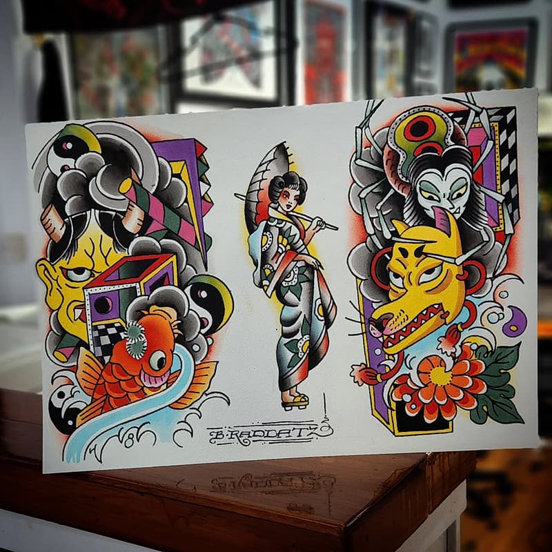 American Traditional tattoo by Benjamin Raddatz power tattooing