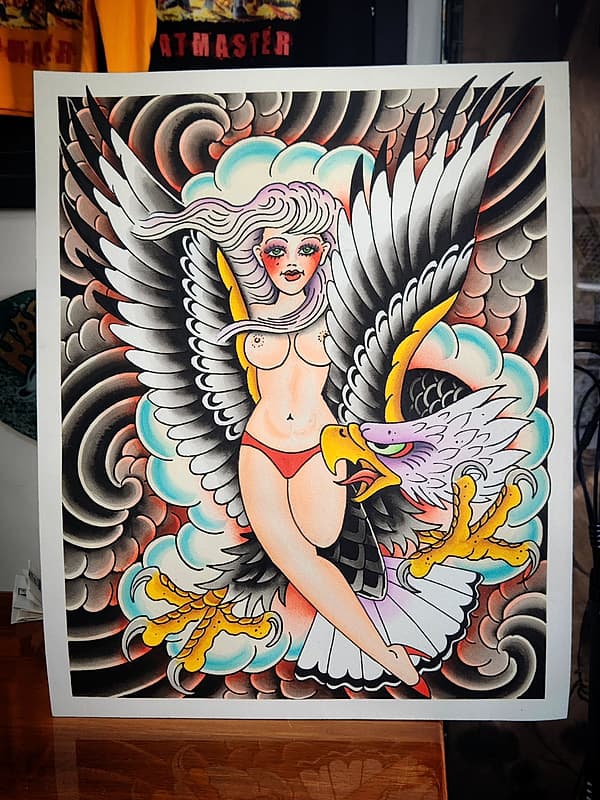 American Traditional tattoo by Benjamin Raddatz power tattooing