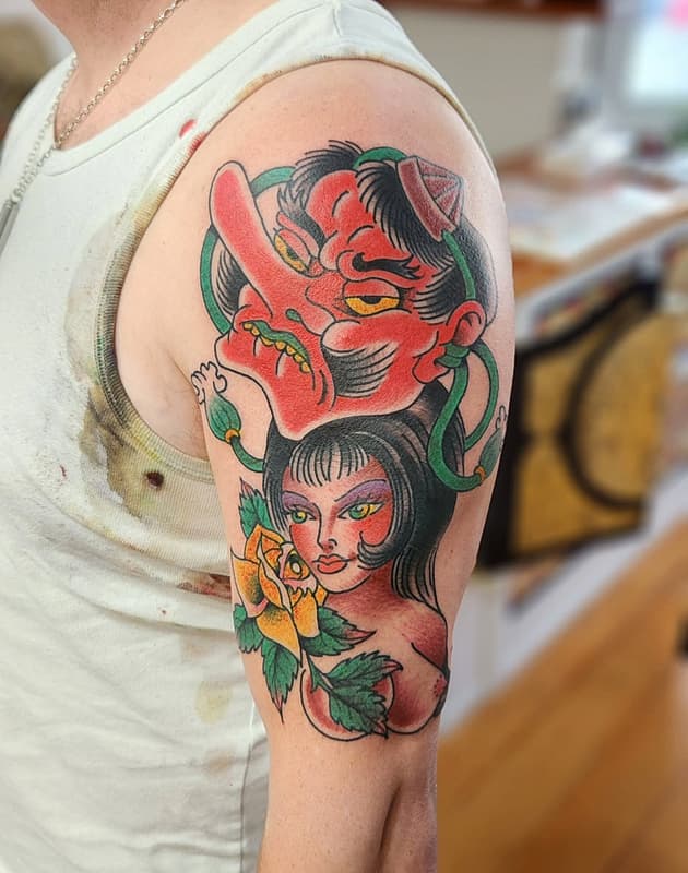 American Traditional tattoo by Benjamin Raddatz power tattooing