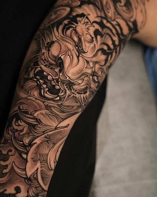 Blackwork tattoo by Sandy Beachez