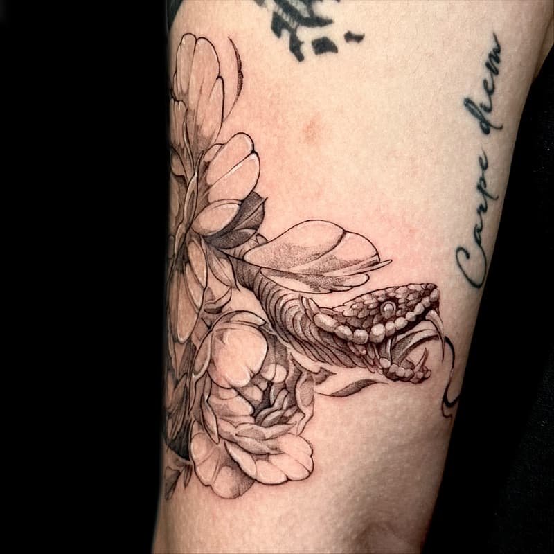 Realism (black & grey) tattoo by Irina Vlachoulis