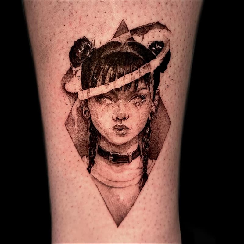 Realism (black & grey) tattoo by Irina Vlachoulis