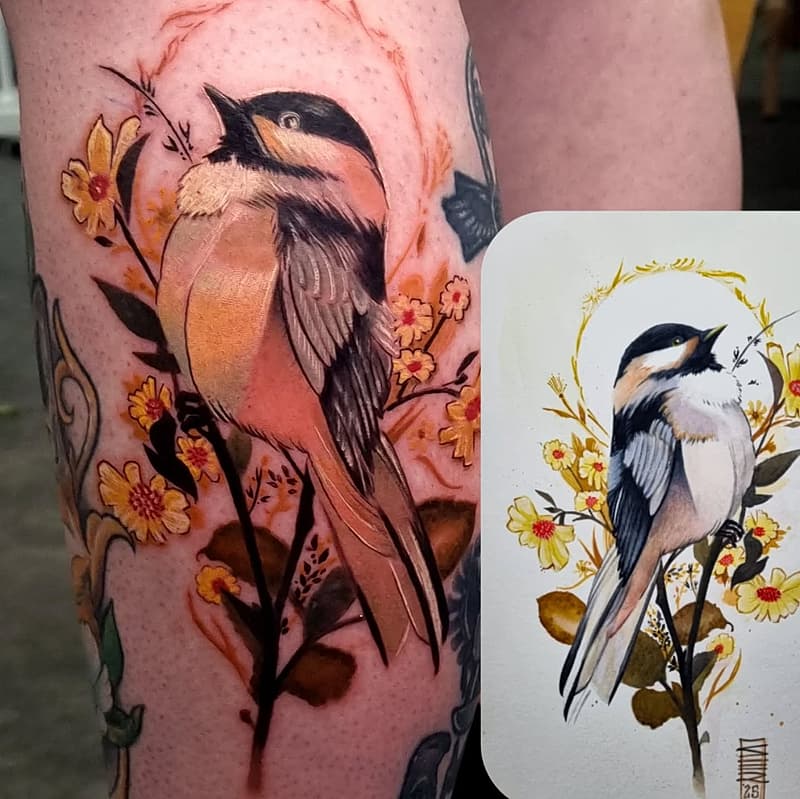 Illustrative tattoo by Shawn Ruste