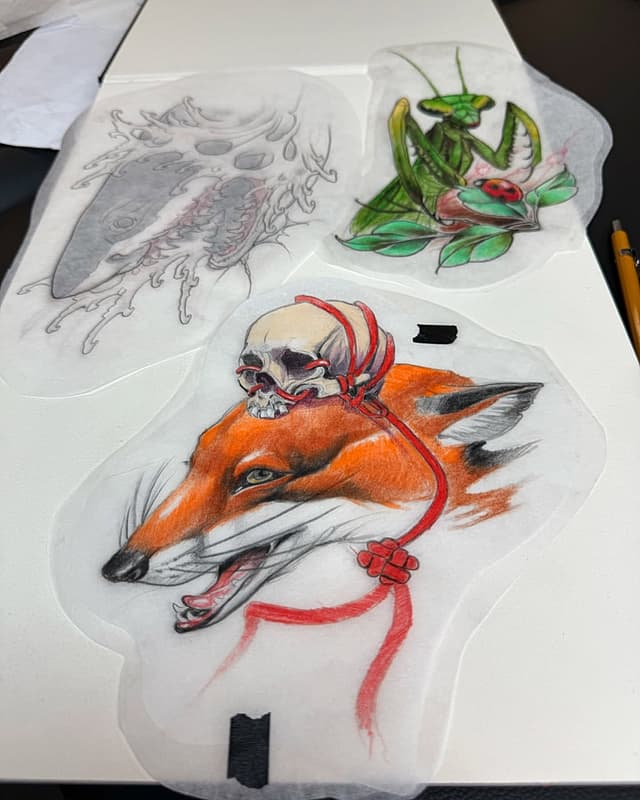 Illustrative tattoo by Martin Asence