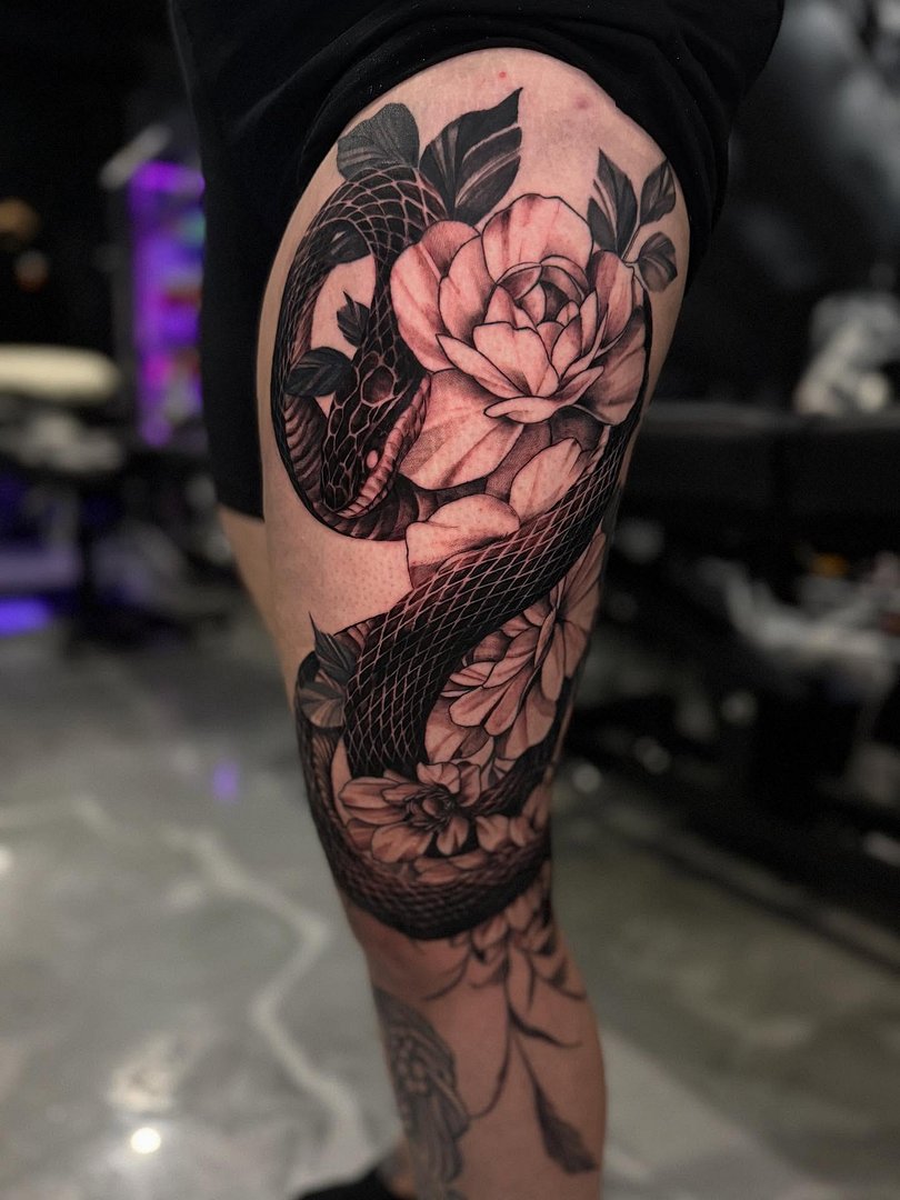 Realism (black & grey) tattoo by Amy Adams Tattoos