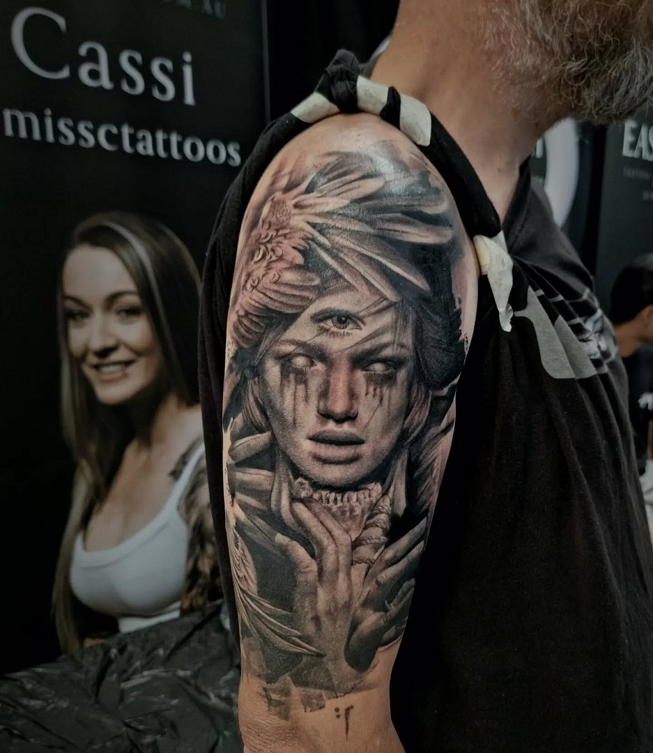 Realism (black & grey) tattoo by Cassi McKay 🏳️‍🌈
