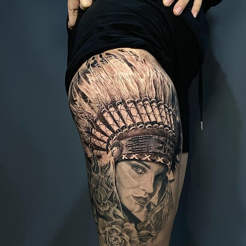 Realism (black & grey) tattoo by Joe Metrix