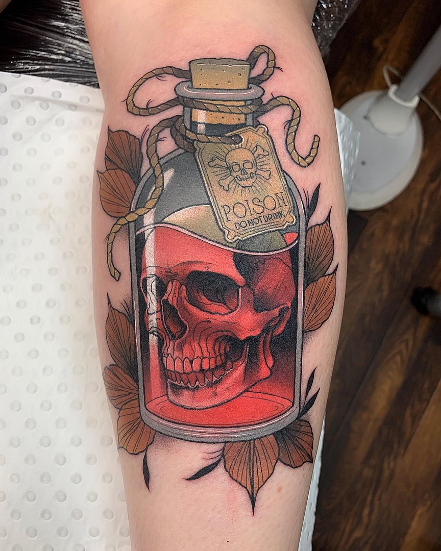 Neo-Traditional tattoo by Drew Shallis